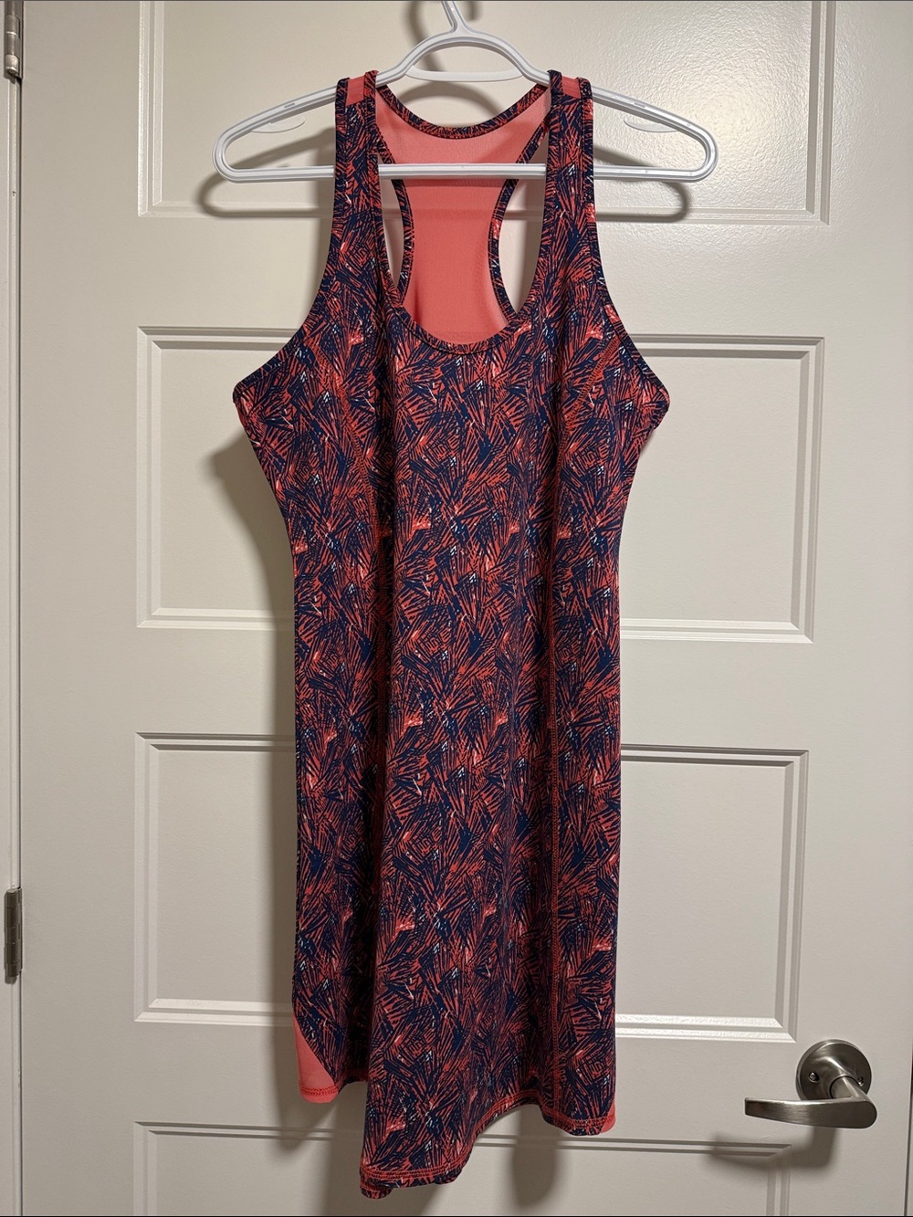 Soybu Coral & Navy Printed Racerback Midi Dress